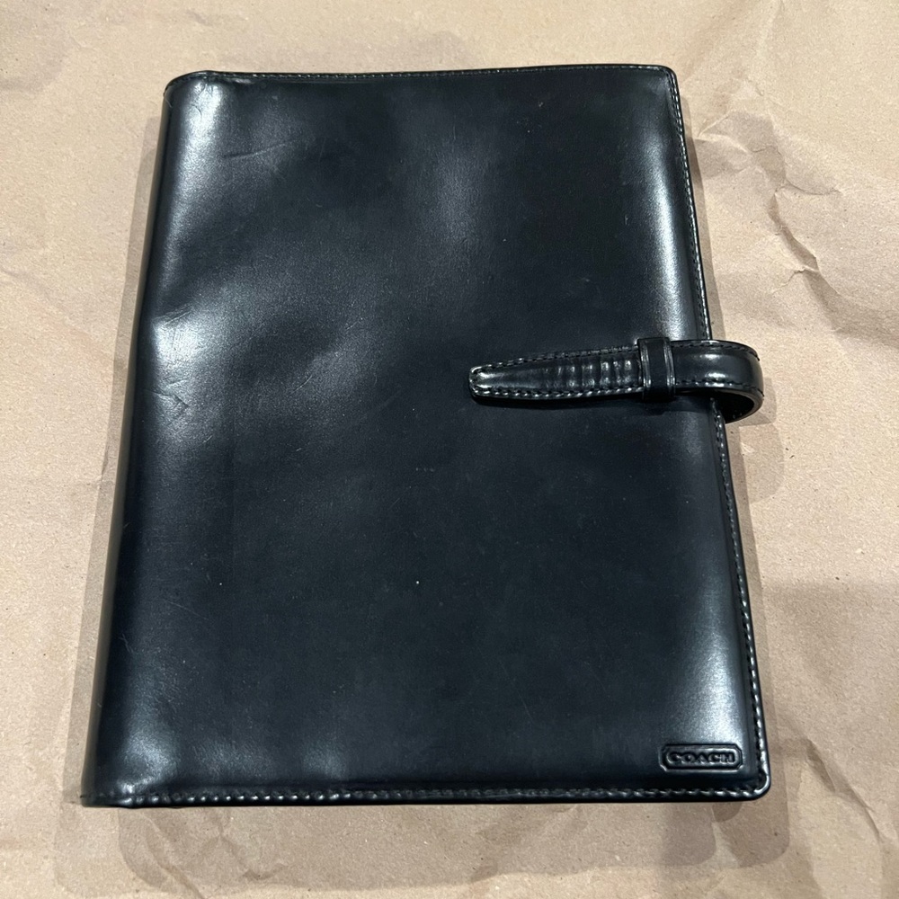 Rare Vintage Coach Y2K Planner Organizer in Black Leather with Notebook & Pen